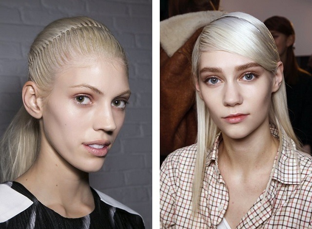 rovné vlasy punkový vzhľad bočná časť zakrýva čelo Bočná časť s punkovým vzhľadom pokrýva čelo Helmut Lang John Galliano