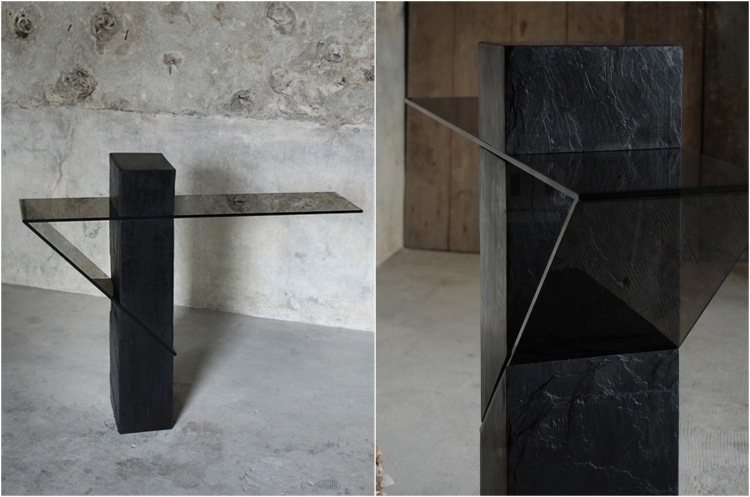 Frederic-Saulou-Domestiquer-Serie-Side-Table-Athletique-Bridlicové sklo