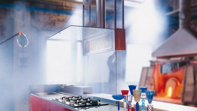 Odsávač pár dizajnové sklo ISOLA valcucine steel