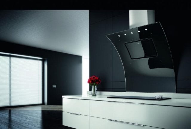 odsávač pár čierny dizajn nástenná montáž opera galvamet