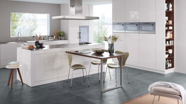 Odsávač pár dizajn moderná ostrovná biela kuchyňa PREMIRA