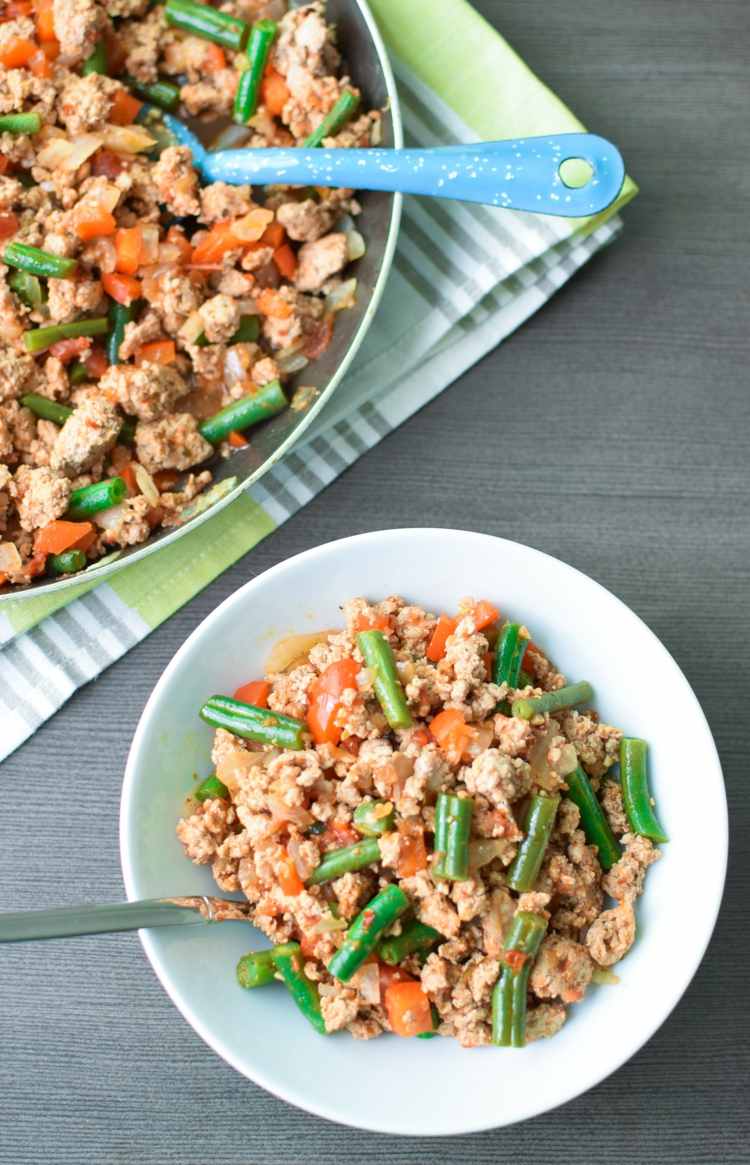 fitness-recepty-ryža-panvica-morka-mleté-zelené fazule