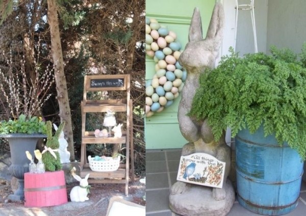 Veľkonočný zajačik figúrka nápady nápady veranda záhradný stôl Veľká noc