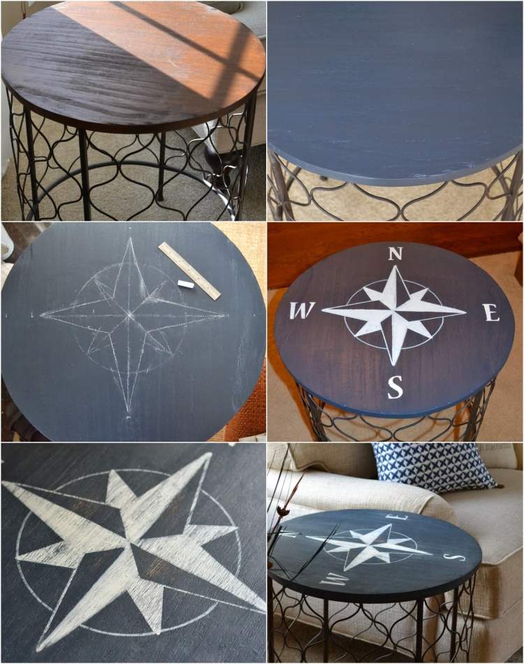 námorný-deco-do-it-yourself-side-stolík-drevený-top-kompas-návod