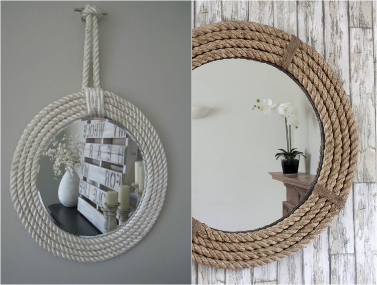námorné-deko-nápady-stena-zrkadlo-hrubé-lano-lano