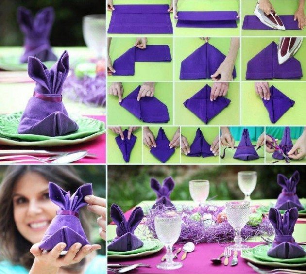 Veľkonočné dekorácie obrúsky zajačik skladací snleitung