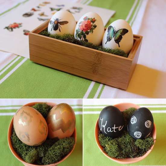 veľkonočné dekorácie domáce vajíčka dekorácia decoupage nálepky tabuľa farba