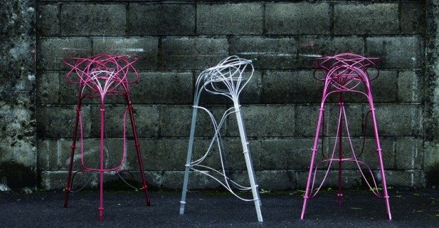 burr puzzle zamotané káble barová stolička kovový kábel ružový burr puzzle barová stolička kovový kábel ružová