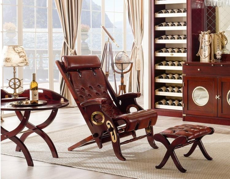 Dizajnové ležadlo s podnožkou do oblasti krbu-GOLDLINE od Caroti Dizajnové kreslo-ohnisko-jemná hovädzia koža-poťah-hnedo-červená-pohovka-GOLDLINE-Caroti