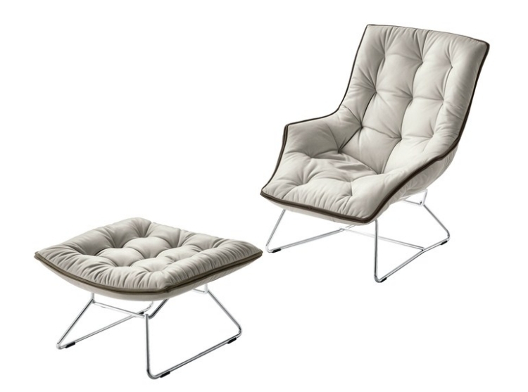 Dizajnové kreslo s vysokým operadlom a podnožkou, GRANDTOUR Silk od Zanotta Dizajnér-kreslo-na-relax-kovové-sane-podstavce-GRANDTOUR-hodvábne-kreslo-Zanotta