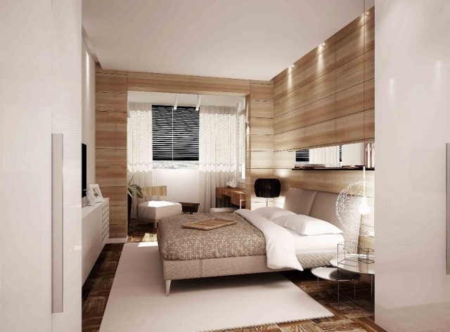 spálňa malé útulné stenové panely s dreveným vzhľadom vstavané svetlá vstavané svetlá do spálne-malé-útulné-nástenné-panely-vzhľad-dreva