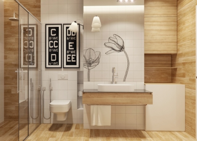 obklady do kúpeľne drevo vzhľad piesková farba biela sprchovací kút umývadlo kúpeľňa-obklady-drevo-vzhľad-san farba-biela-chod-v-sprche-stene-umývadle