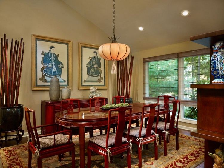 nápady-bambusové tyče-dekorácia-hnedo-červeno-lakované-vázy