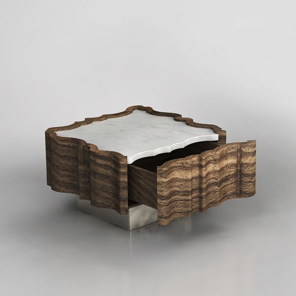 nočný stolík orech carrara mramor ii pezzo mancante dizajnový nočný stolík orech carrara mramor ii pezzo mancante