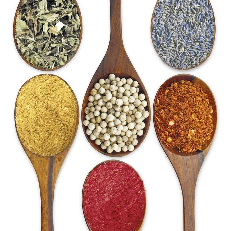 rôzne korenie v drevených lyžičkách nápad na darček-Vianoce-kuchyňa-gurmán-korenie-drevená lyžička