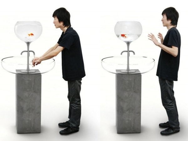 Priehľadné umývadlo Yanlu s akváriom na skladovanie vody Dizajnové umývadlo priehľadná nádržka na vodu, oválna