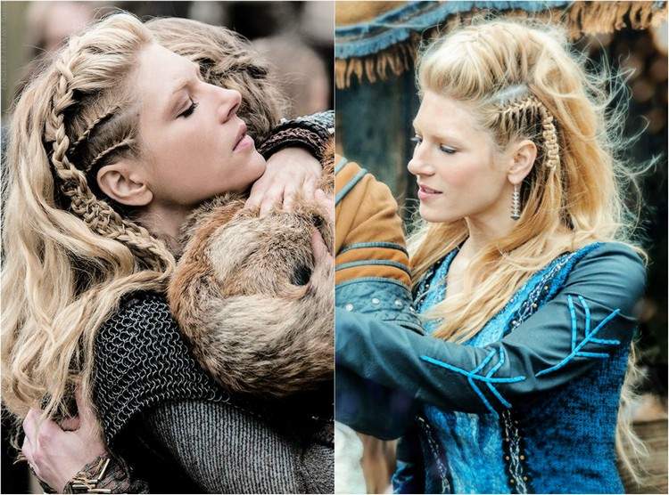 halloween-kostýmové nápady-tv-vikingovia-lagertha-účes-bočné-poke-otvorené vlasy