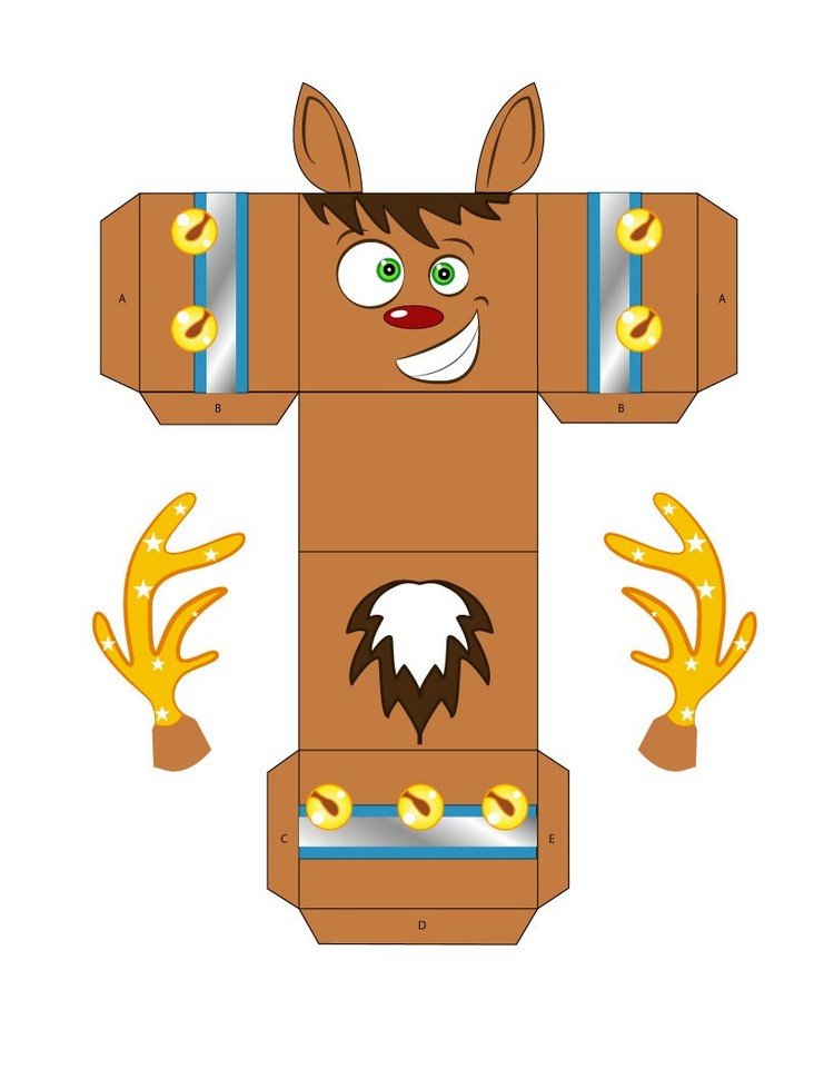 Moose darčeková krabička na vytlačenie - nápad ručnej práce pre deti remeselné šablóny-vianočná tlač-darčeková krabička-los