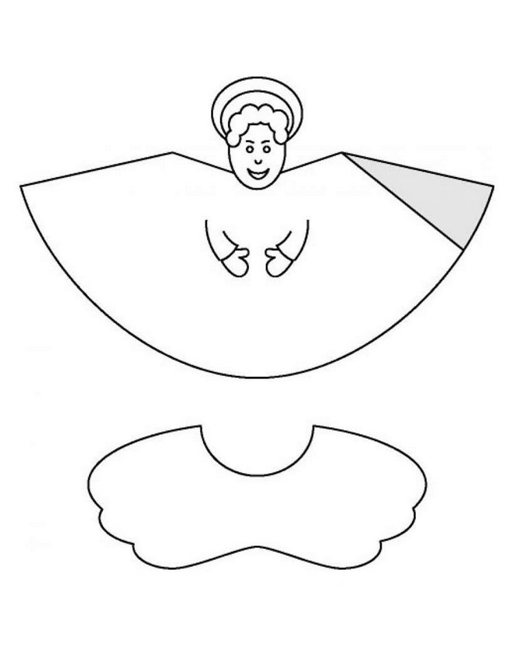 Šablóna anjela s krídlami na vytlačenie remeselné šablóny-vianočná tlač-bábika-anjel-stavebný papier