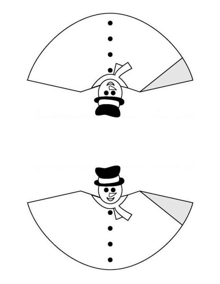 Šablóna bábiky pre snehuliaka na tlač remeselné šablóny-vianočná tlač-bábika-snehuliak-stavebný papier