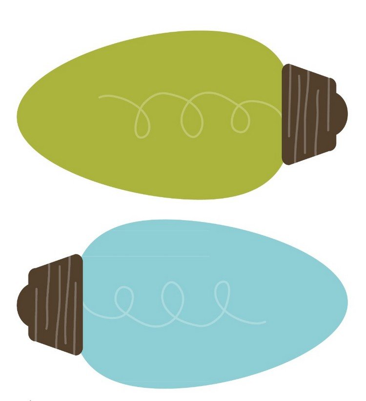 Žiarovky v modrej a zelenej farbe na tlač remeselné šablóny-vianočné-výtlačky-žiarovky-zeleno-modré