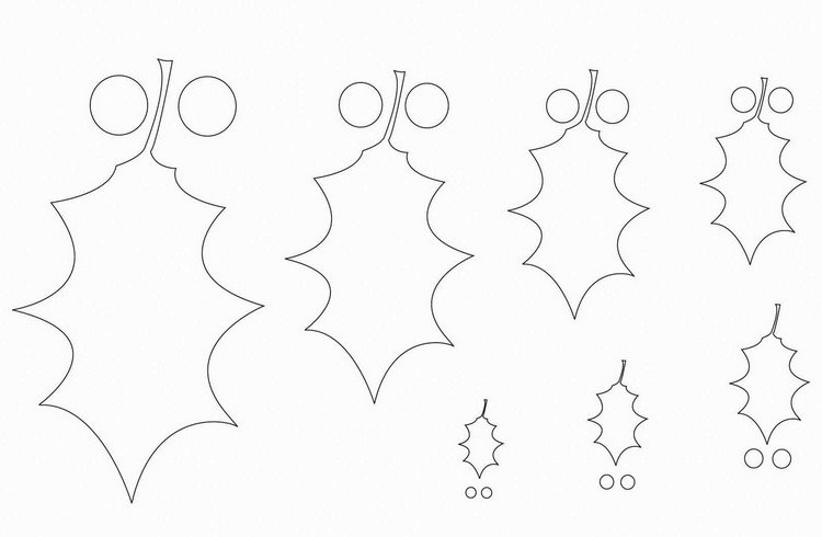 Šablóna remeselnej práce cezmíny a bobule Ručné práce-šablóny-vianočné-cesmína-bobule