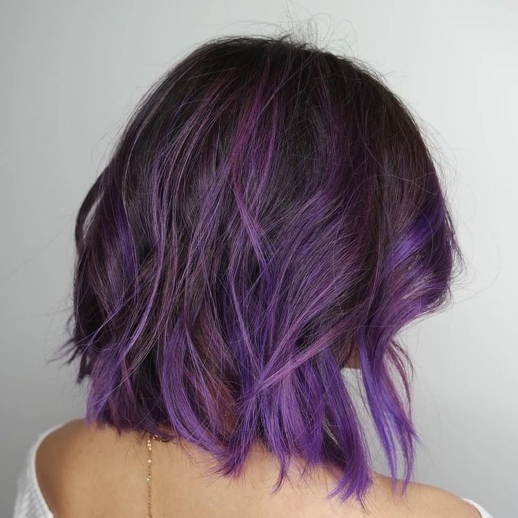 Fialová balayage s tmavohnedým základom