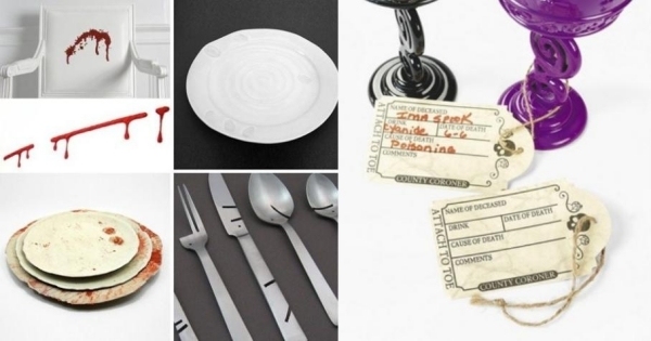 Nápad na krvavú výzdobu-Halloweenske dekorácie na stôl-menovky Krvavá myšlienka remesiel na dekoráciu-menovky na stolný šperk Halloween-menovky