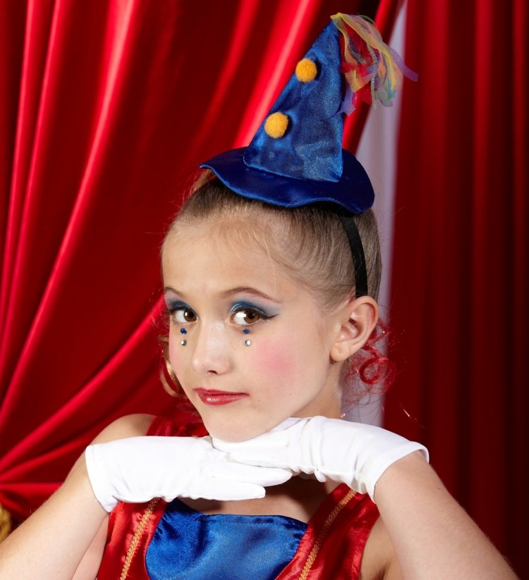 Kostýmy Mardi Gras pre deti - nápad pekne klaun karnevalové kostýmy pre deti klaun nápad klobúk modré rukavice