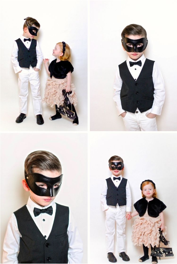Dáma a pán idú na maškarádu karnevalové kostýmy-deti-líčenie-drotárstvo-nápady-dáma-gentleman-elegantné-oblečenie