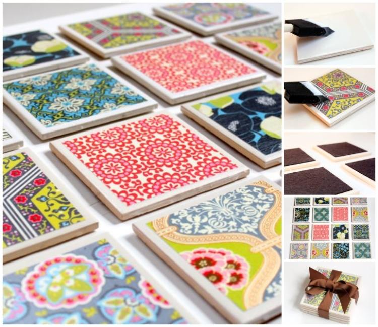 Vyrobte si pohárové tácky zo štvorcových keramických dlaždíc Tipy na darčeky na svadbu-podložky pod poháre-farebné-jednoduché-kachličky-štvorcový vzor