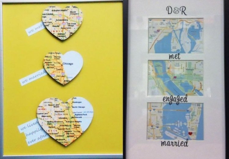 Vytvorte mapu s miestami histórie vzťahov páru nápady na darčeky-svadobná-obrázková-karta-drotár-živá-mapa-kartová-vystrihnutá-kreatíva