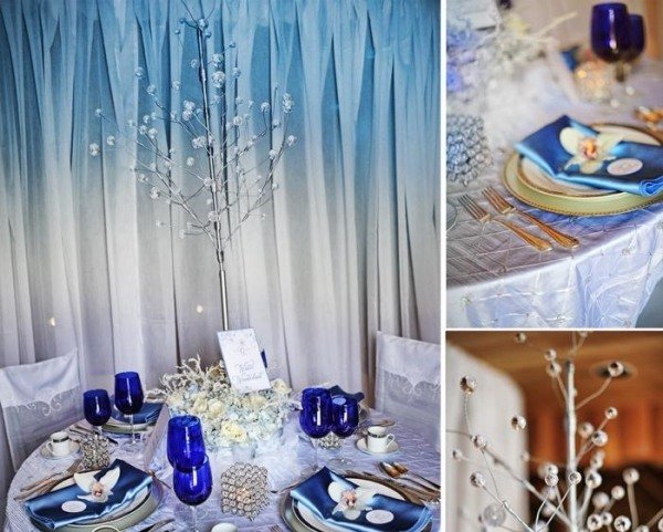 Krištáľové poháre-modrá dekorácia stola-zimná krajina zázrakov Kryštály-hrnčeky-modrá-dekorácia stola-zima-krajina zázrakov