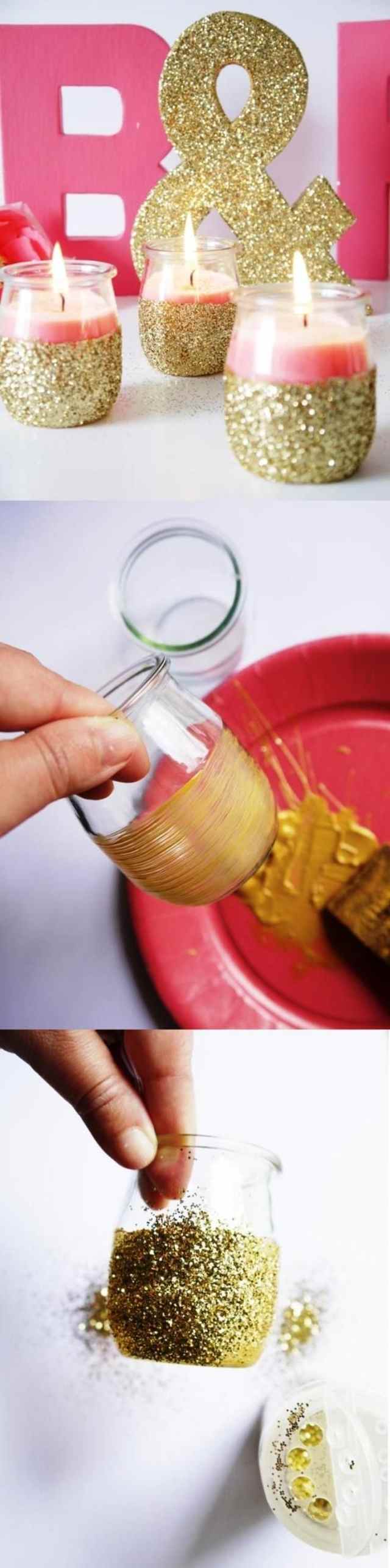 dekorácia stolu svadba vlastnoručne vyrobte svietnik zlatý lesk dekorácia stolu-svadba-urob si sám-svietnik-zlatý-trblietavý