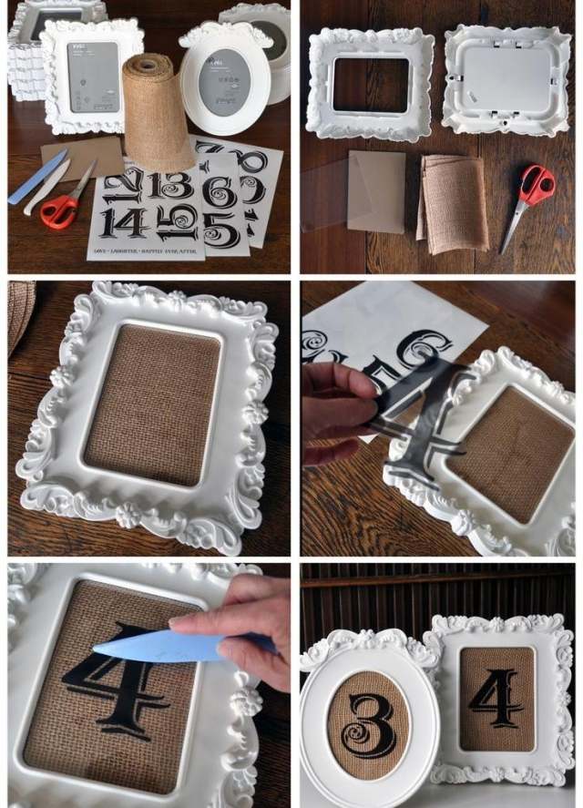 dekorácia stolu svadobný vinobranie drotár číslo stola zo starých rámov na obrazy dekorácie na stôl pre svadobné rámy na vinobranie-stôl-číslo-starý-obraz