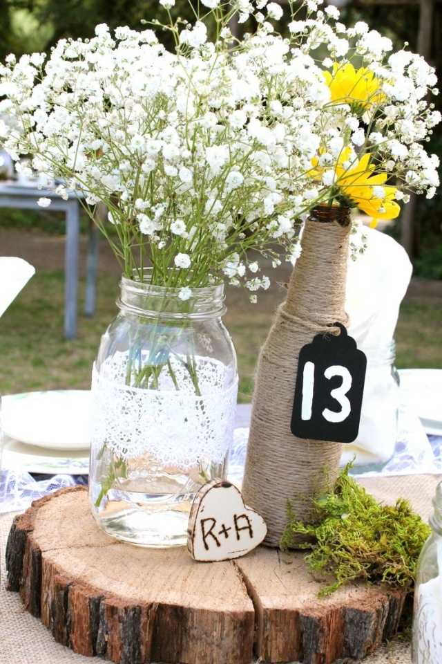 dekorácia stolu svadba rustikálny drevený plátok gypsophila mach dekorácia stola-svadba-rustikál-drevo-kotúč-gypsofila-mach