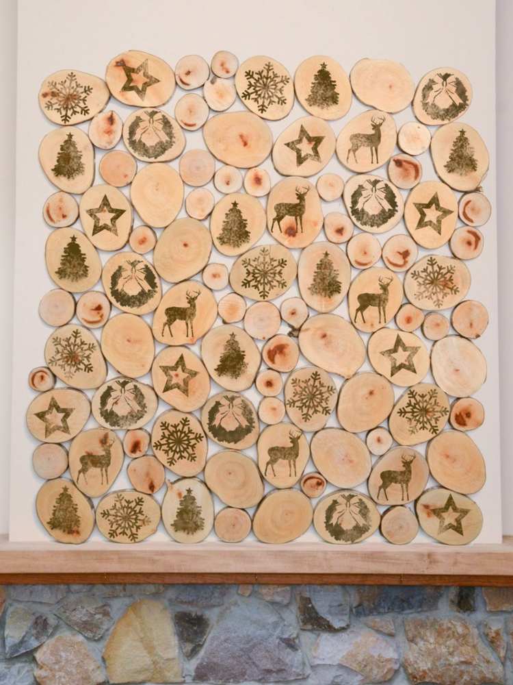 Vytlačte si drevené disky s vianočnými motívmi vianočné dekorácie-vyrobené-z-dreva-nástenné-dekorácie drevené disky motívy jedľa soby