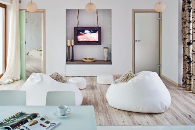 miestnosť pre mládež-nápady-dekorácia-sedadlo-rohová-stena-tv