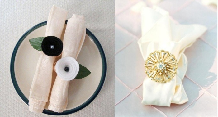 Domáce obrúsky na svadbu s veľkou láskou Nápady-na obrúsky-krúžky-na ručné práce-drahokamu-ozdoba-elegantné