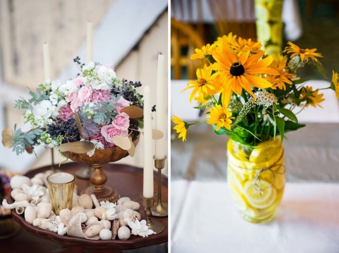 nápady-kvetinový dizajn-žltá-citrón-plátok-sviečky