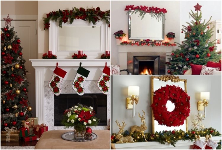 červené vianočné hviezdy sú pútačom pozornosti na zrkadle