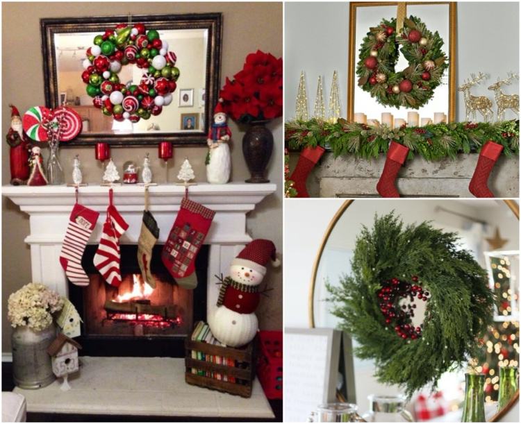 Zaveste vianočné vence na zrkadlo nad krbom alebo konzolovým stolom