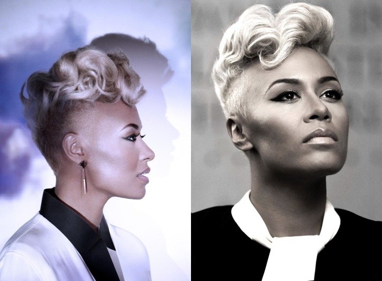 elegantný podrezaný účes s kučeravým quiffom svadobný účes-nápad-podrezaný-dlhý-pony-kučery-Emeli-sandé