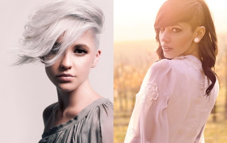 elegantný účes s vykrojením a šikmou ofinou svadobný účes-sidecut-kučery-dlhá ofina