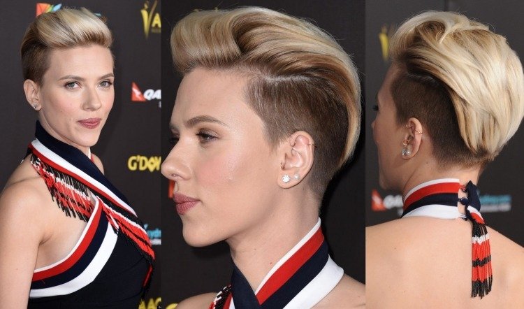 Účes Scarlett Johanson s podrezanými vlasmi, elegantný štýl svadobný účes-podrezané-krátke-vlasy-chrbát-coiffed-scarlett