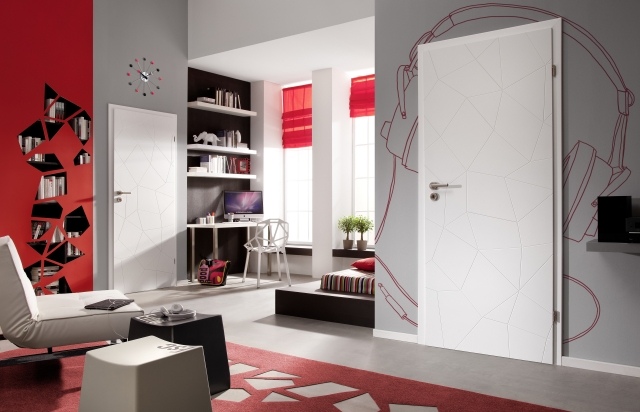 moderné-interiérové ​​dvere-biele-geometrické vzory