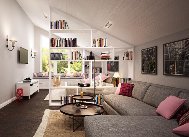 nápady na bývanie-svetlík-regály-systém-rozdeľovač miestnosti-okenná lavica