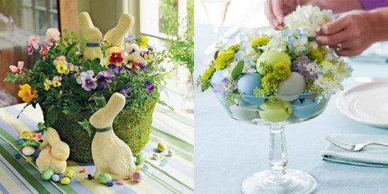 ozdobte veľkonočný stôl vajíčkami machových kvetov nápady na dekoráciu s machovými kvetmi vajíčka veľkonočné veľkonočný zajačik