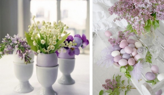 jemné fialovo-ružové dekorácie-veľkonočné vajíčka hrnček-kytica jemná fialová farba veľkonočných vajíčok ako ozdoba hrnčeka