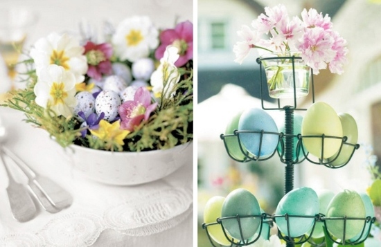 dekorácie na stôl veľkonočné jarné kvety usporiadanie stojana na vajíčka nápady na stôl dekorácie veľkonočné jarné kvety stojan na vajíčka kovový